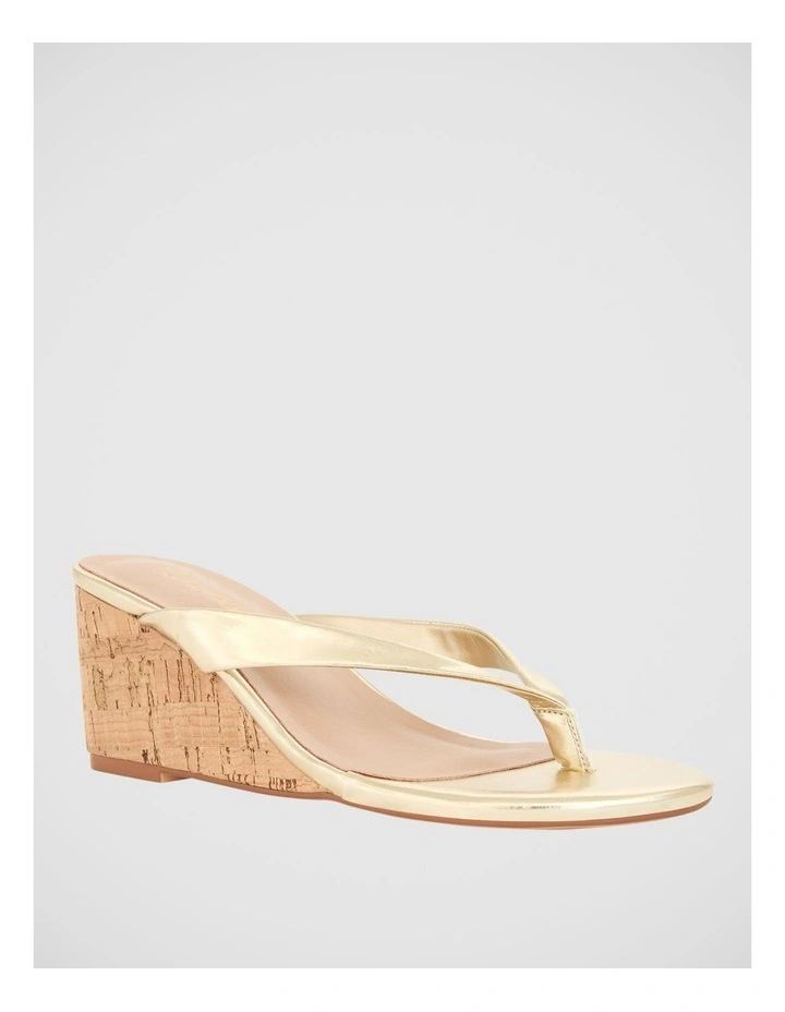 Amira Cork Wedge Thong in Soft Gold image 2