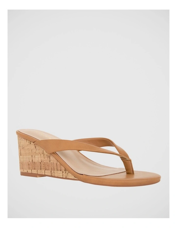 Amira Cork Wedge Thong in Tan image 2