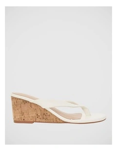 Amira Cork Wedge Thong in White