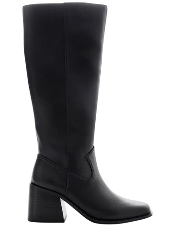 Camille Knee Boots in Black Smooth