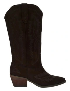Hawk Western Boots in Chocolate Micro