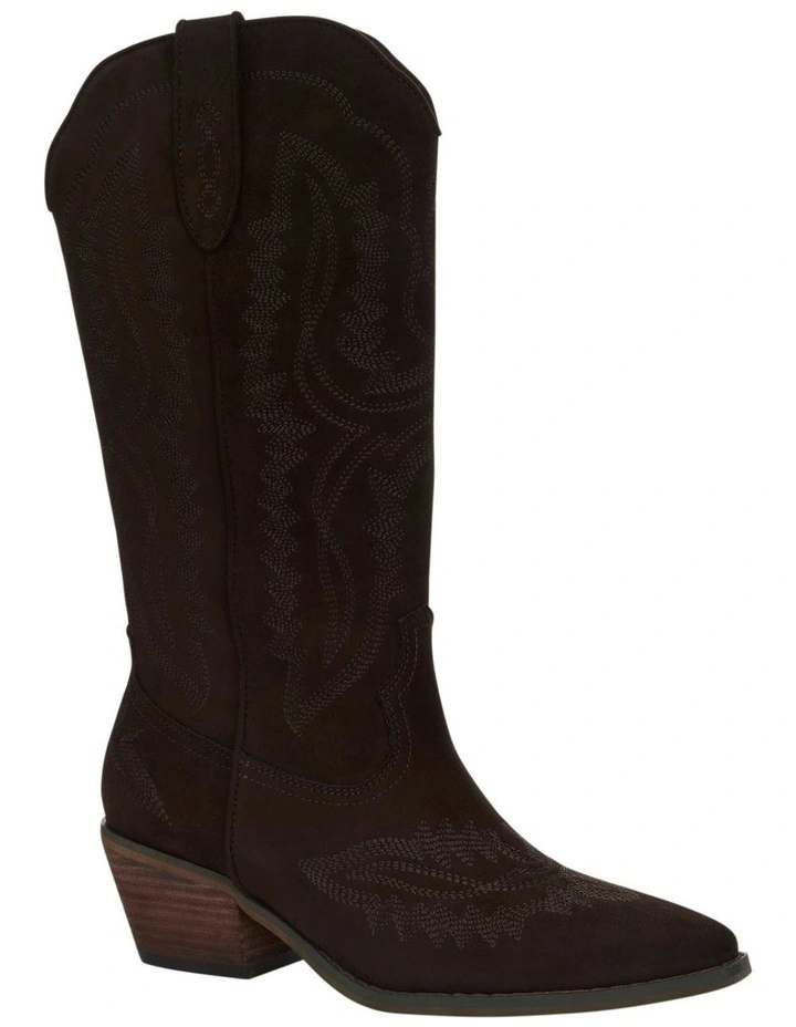 Hawk Western Boots in Chocolate Micro image 2