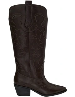 Dusty Western Boots in Chocolate