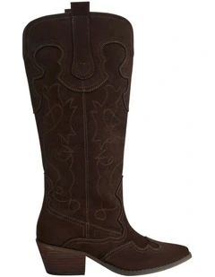 Dusty Western Boots in Chocolate Micro