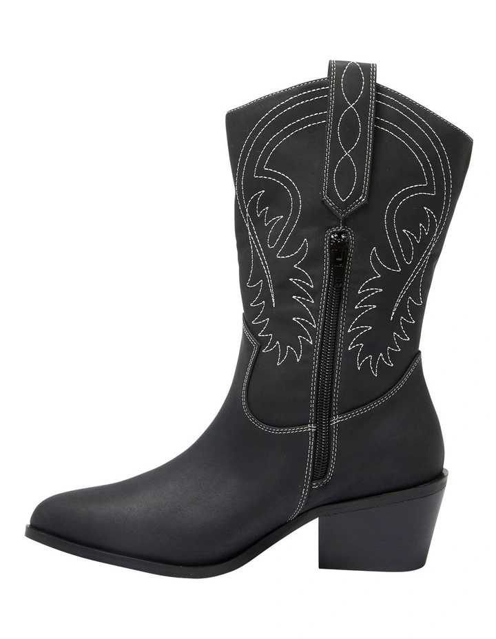 Saloon Western Boots in Black Micro image 3