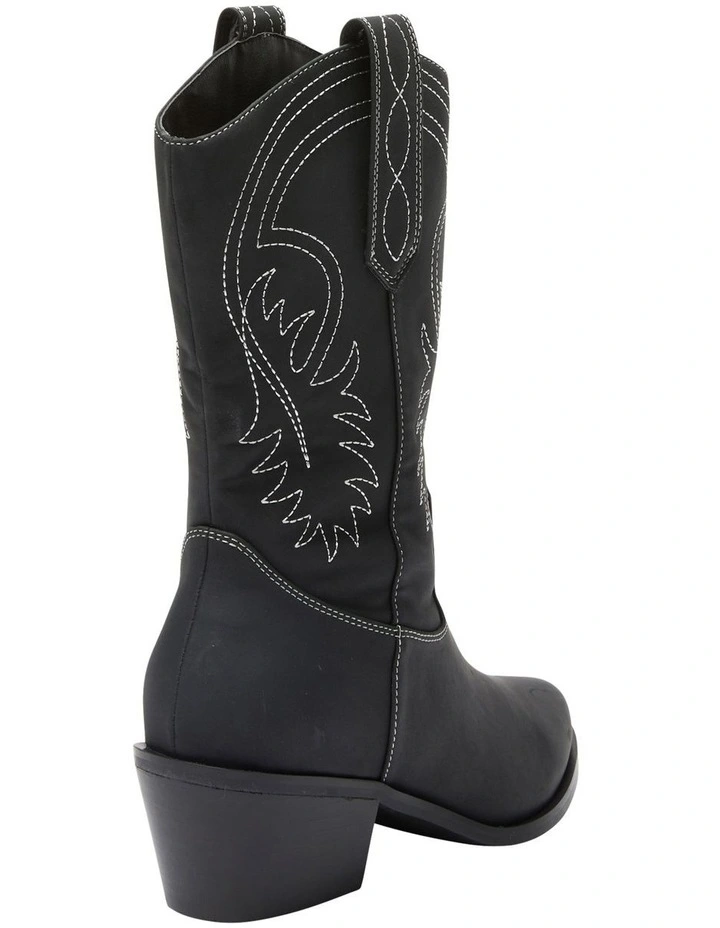 Saloon Western Boots in Black Micro image 4