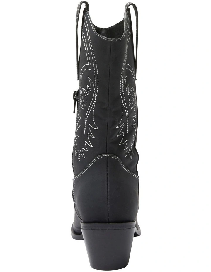 Saloon Western Boots in Black Micro image 5