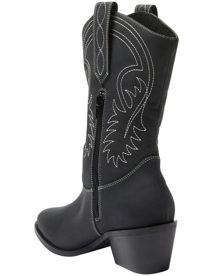 Saloon Western Boots in Black Micro image 6