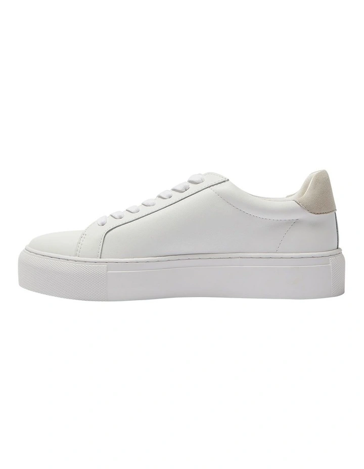 Trio Leather Sneakers in White/Natural image 4