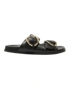 Tone Leather Sandals in Black