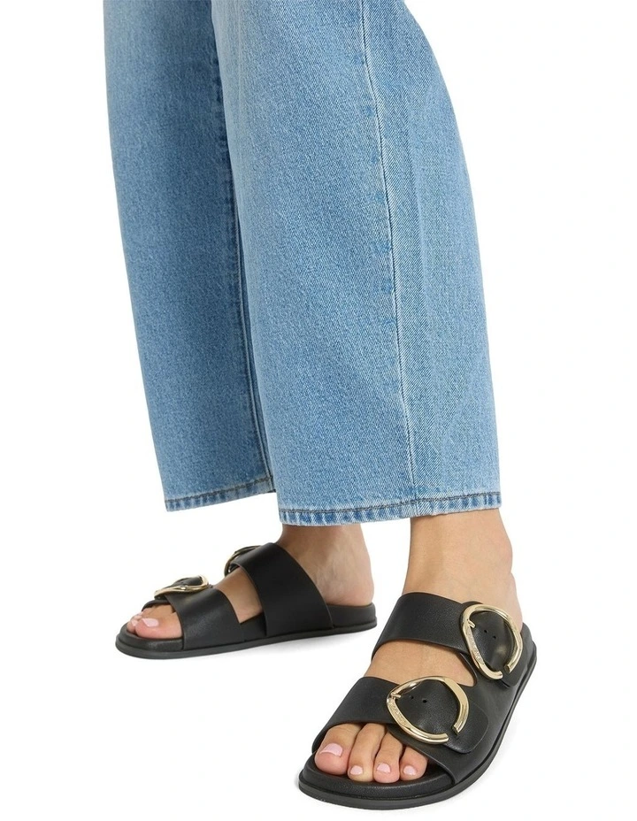 Tone Leather Sandals in Black image 2
