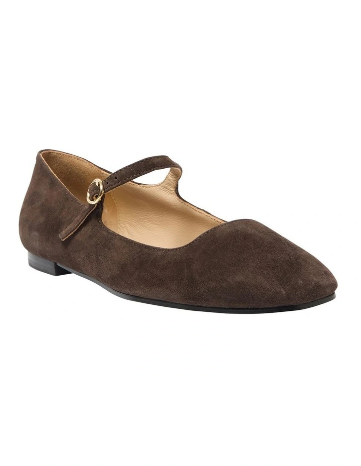 Tottie Flat Shoes in Chocolate Suede image 3