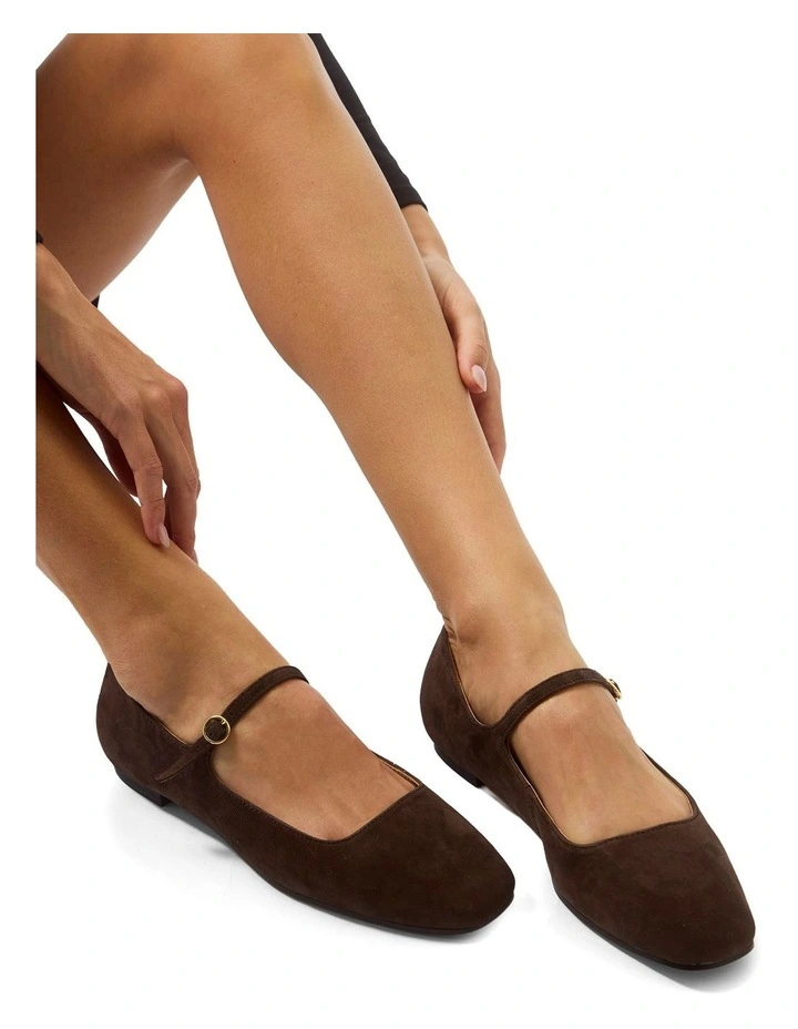 Tottie Flat Shoes in Chocolate Suede image 5