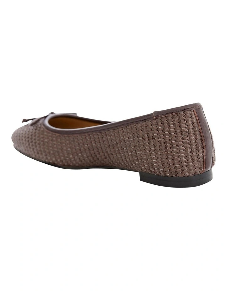 Tandem Ballet Flats in Chocolate Raffia image 3