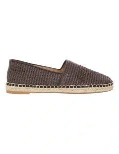 Joy Flat Shoes in Chocolate Raffia