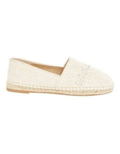 Joy Flat Shoes in Ivory Raffia