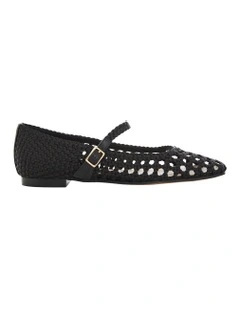 Tully Ballet Flats in Black Weave