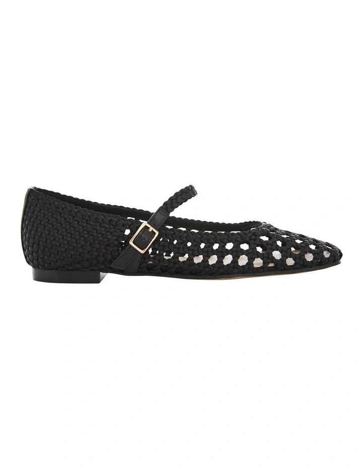 Tully Ballet Flats in Black Weave image 1