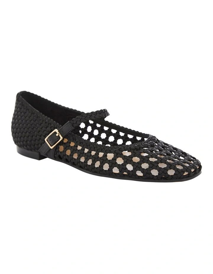 Tully Ballet Flats in Black Weave image 2