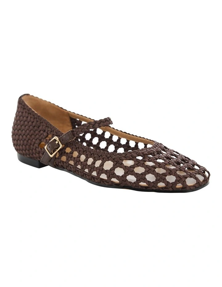 Tully Ballet Flats in Chocolate Weave image 2