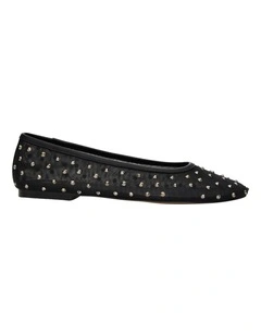 Twirl Balllet Flats in Black Diamante Mesh