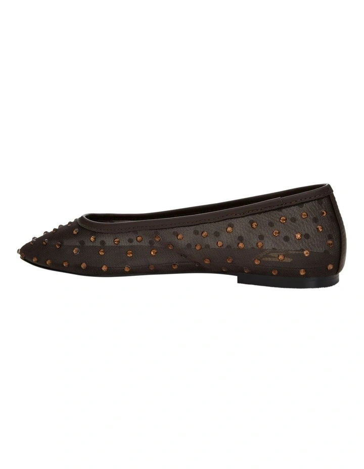 Twirl Flat Shoes in Chocolate Mesh Diamante image 3