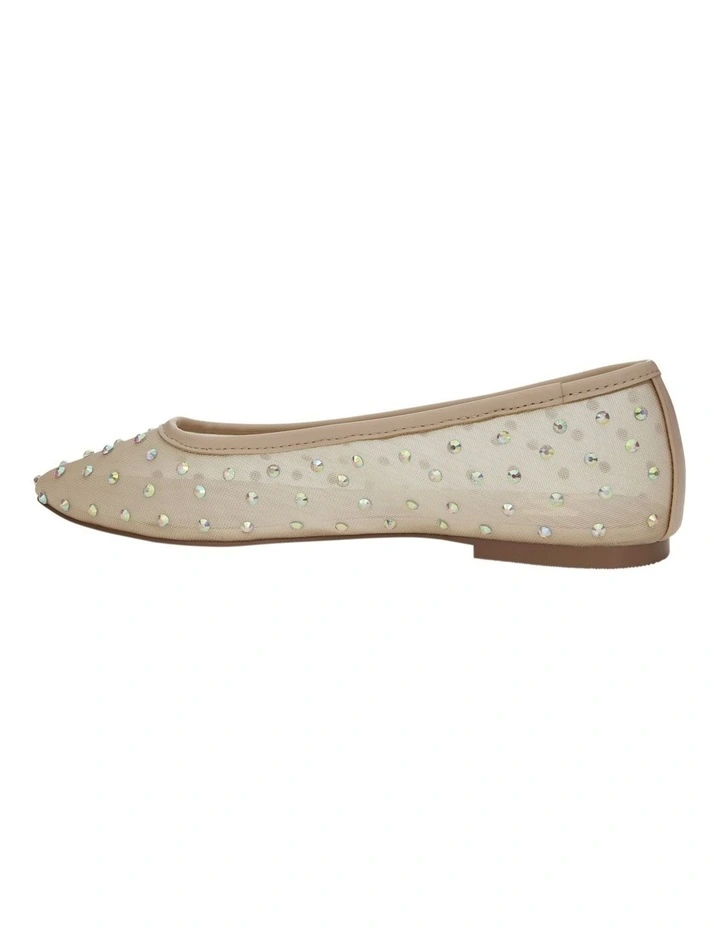 Twirl Flat Shoes in Nude Mesh Diamante image 3