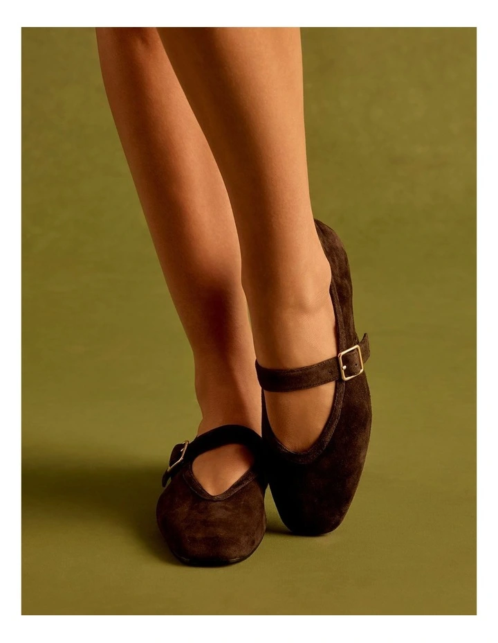 Tenor Ballet Flats in Chocolate Suede image 2
