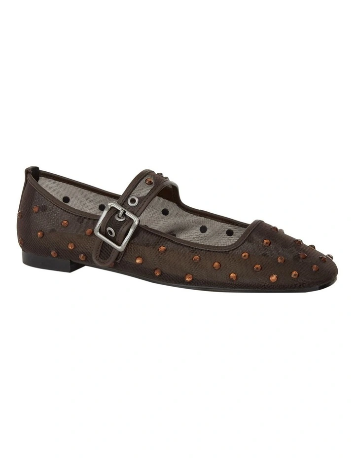 Trance Ballet Flats in Chocolate Mesh Diamanate image 2