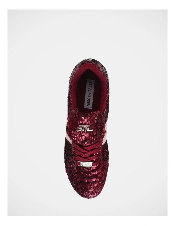 Freekick Sneakers in Wine Sequin image 4