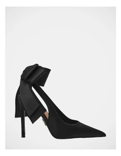 Teacup Dress Heels in Black Satin