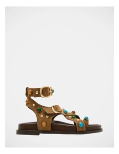 Linear Suede Sandals in Taupe