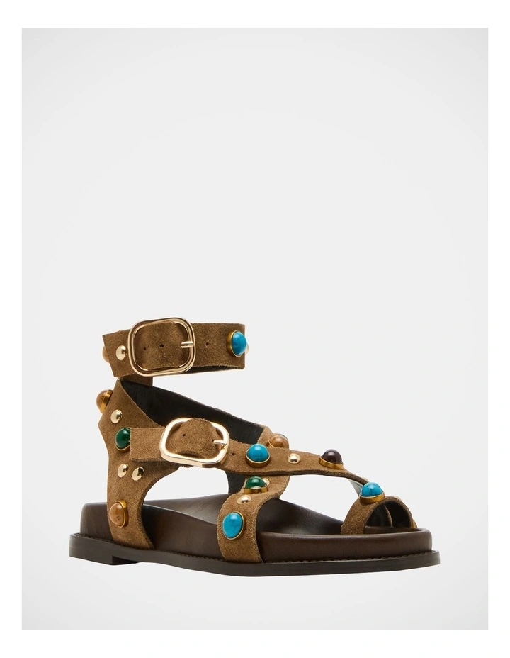 Linear Suede Sandals in Taupe image 2