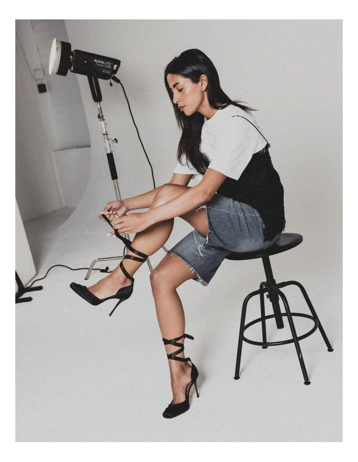 Larina Dress Heels in Black Satin image 2