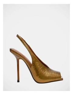 Lucian Dress Heels in Olive Crinkle Patent