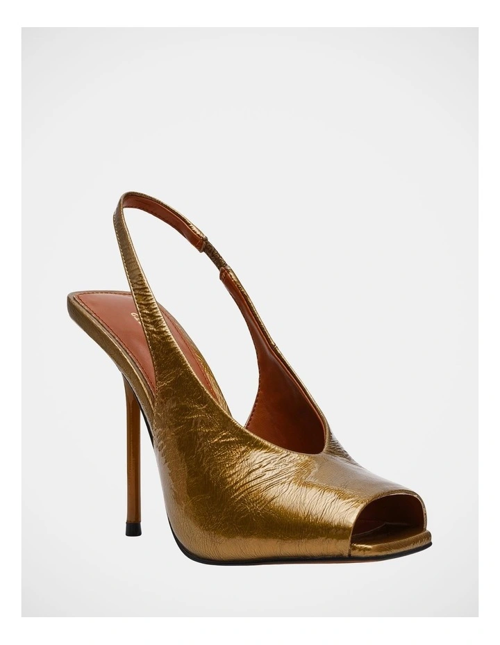 Lucian Dress Heels in Olive Crinkle Patent image 2