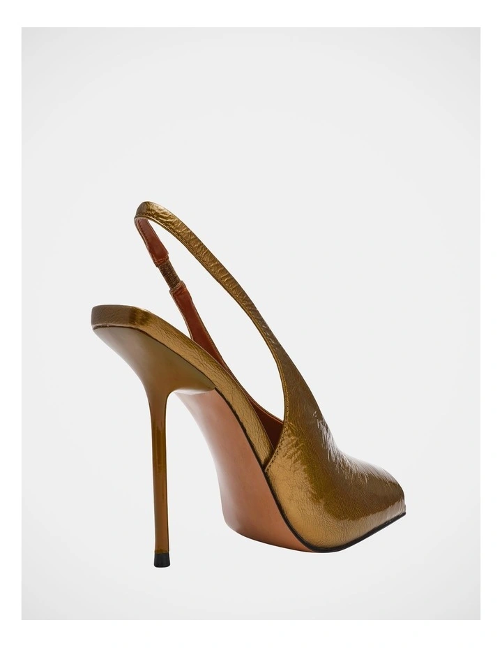Lucian Dress Heels in Olive Crinkle Patent image 5