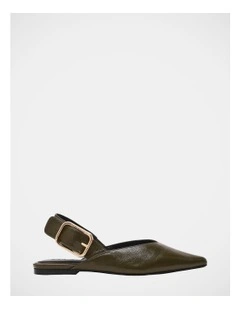 Sianna Flats in Olive Leather