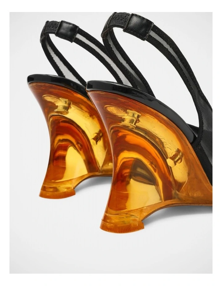 Dyra Wedge Heels in Black/Gold image 5