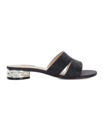 Nettie Heeled Slides in Black