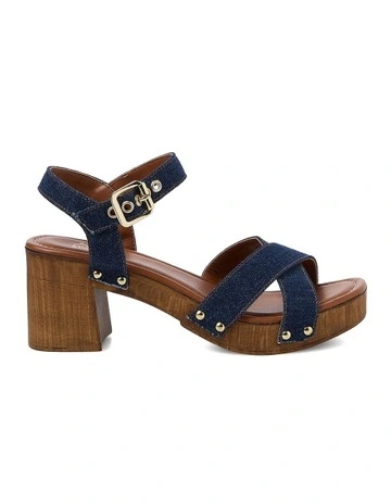 Judies Heeled Sandal in Navy
