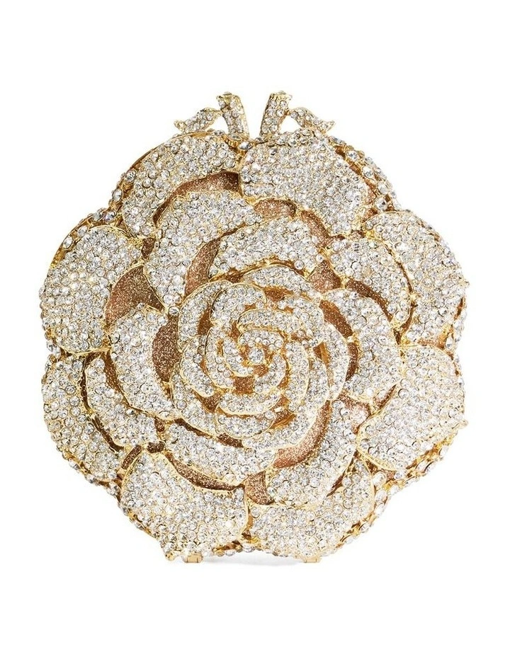 Bling Flower Clutch In Gold image 5
