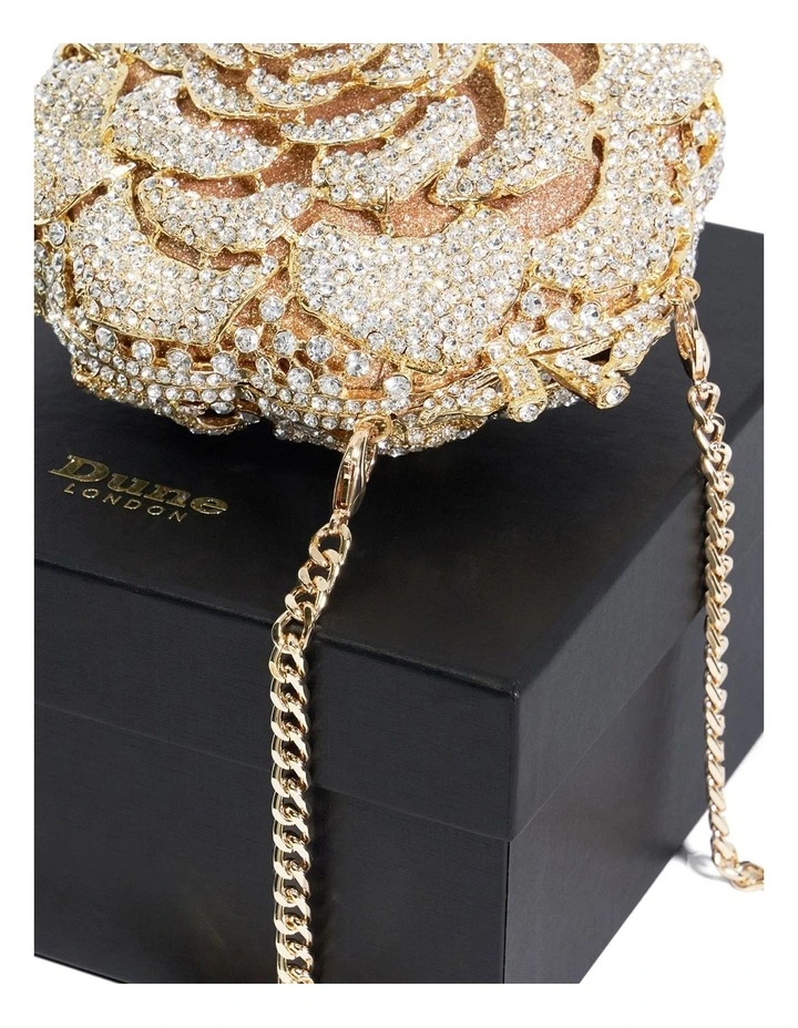 Bling Flower Clutch In Gold image 6