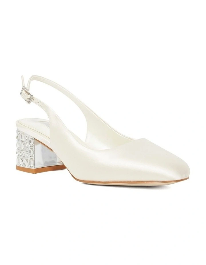 Choir Jeweled Heel Open Court in Ivory image 2
