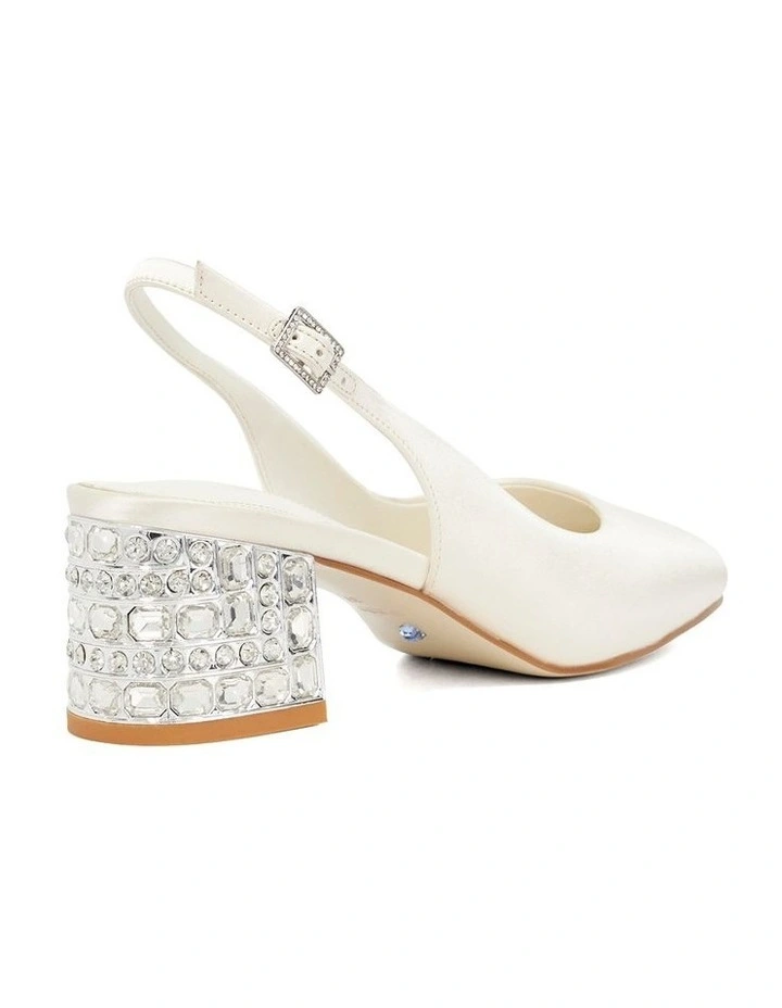 Choir Jeweled Heel Open Court in Ivory image 4