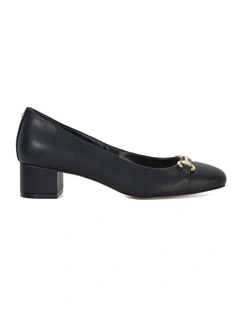 Bordering Block Heel Court in Black
