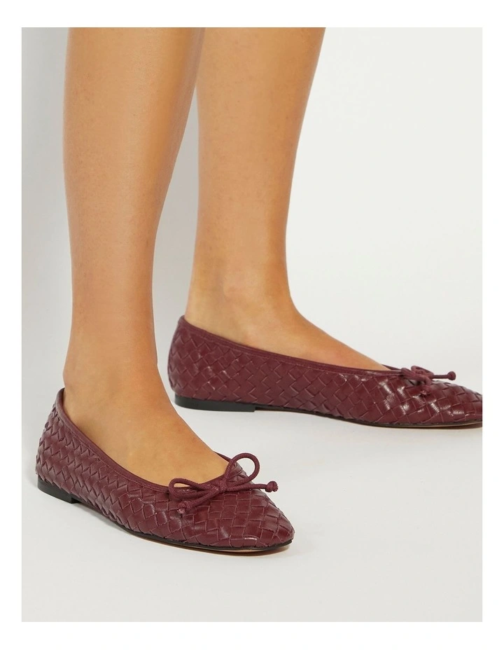 Heat Woven Ballet Flat in Burgundy image 2