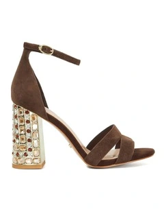 Majestical Jewel Heeled Sandal in Brown