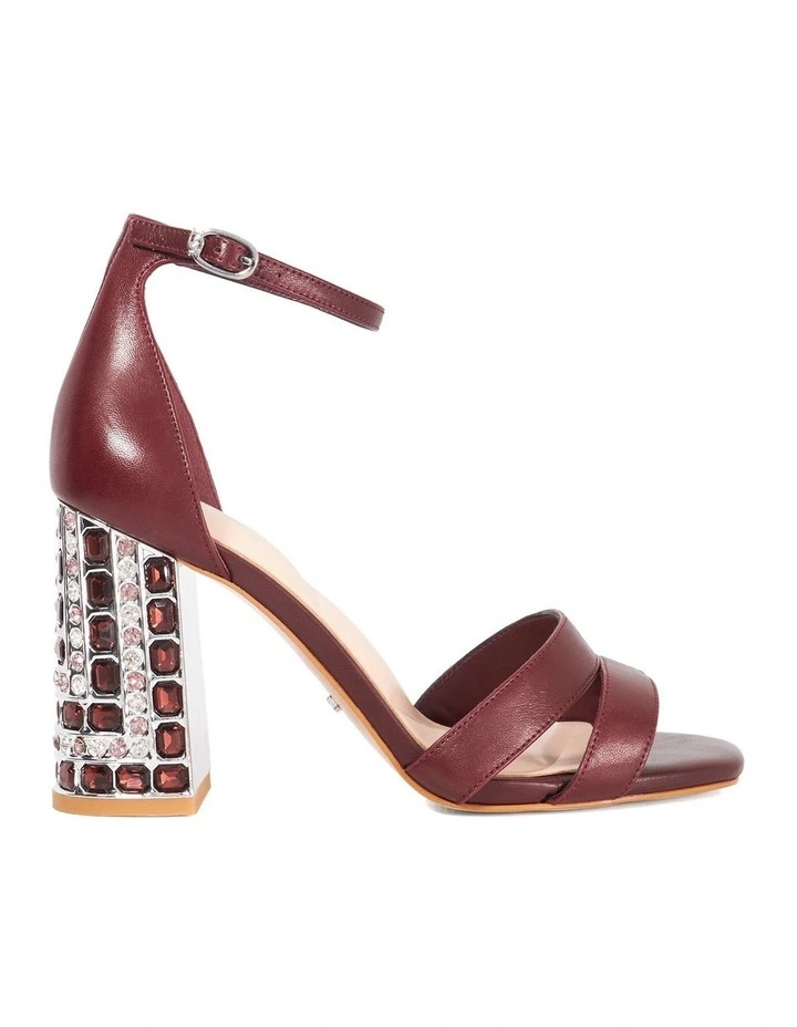 Majestical Jewel Heeled Sandal in Burgundy image 1