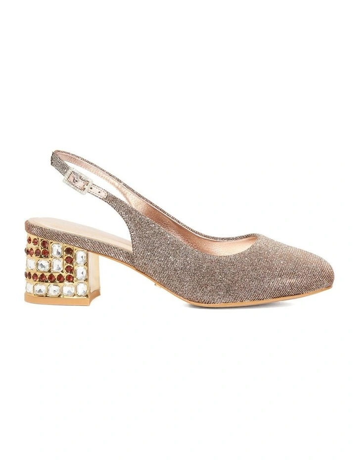 Catharine Jeweled Heel Slingback Pump in Bronze image 1